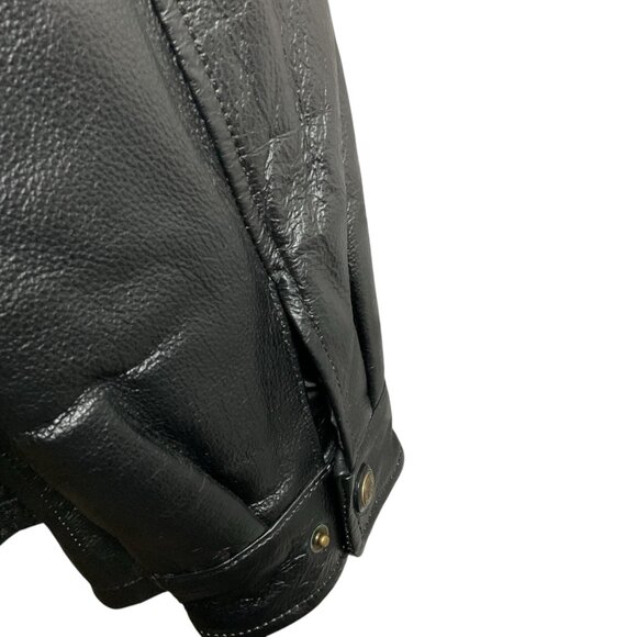 NWT Oscar Piel Mens Black Leather Jacket Zip Closure & Pockets - Picture 5 of 8